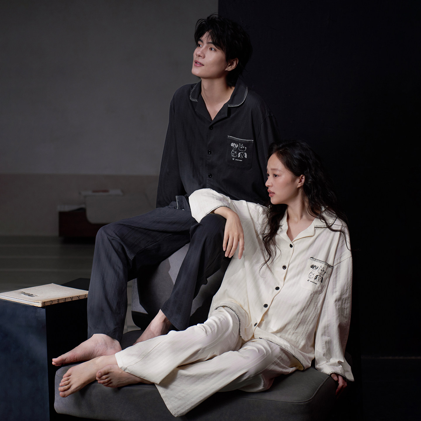 马克公主高级感纯棉情侣睡衣春秋男女长袖简约时尚休闲家居服套装,淘宝优惠券,粉丝福利购,淘宝优惠卷