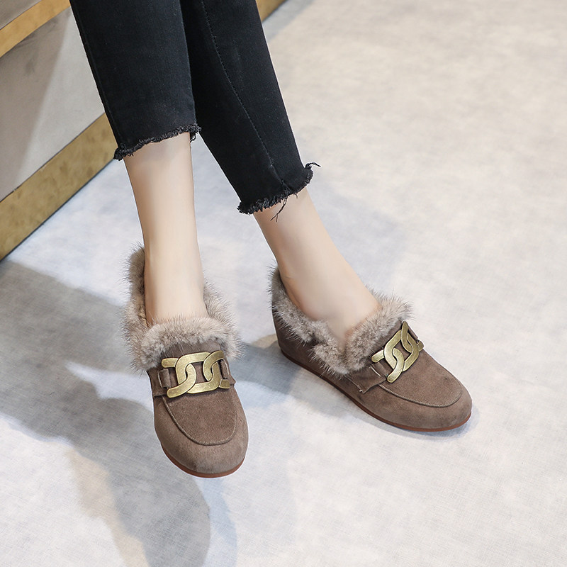 冬季厚底增高毛毛鞋女外穿加绒加厚豆豆鞋2025新款时尚百搭棉鞋潮,淘宝优惠券,粉丝福利购,淘宝优惠卷