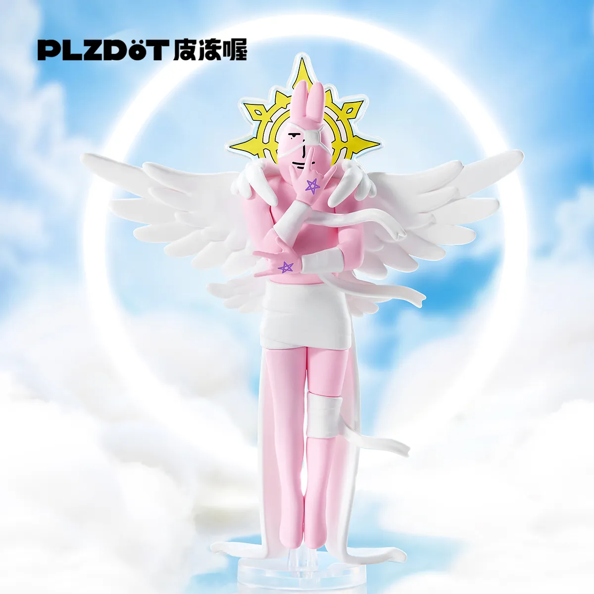 PLZDOT官方插画小人X粉红兔子合体吧盲盒公仔抽象摆件玩具搞怪新