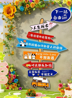 网红打卡墙点小院造景拍照区指示牌民宿墙面装饰氛围感立体墙贴画