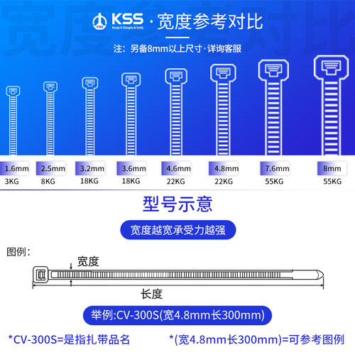 KSS品牌尼龙扎带CV-080(2.5x80mm)进口绑带凯士士束线带100个/包 - 图3