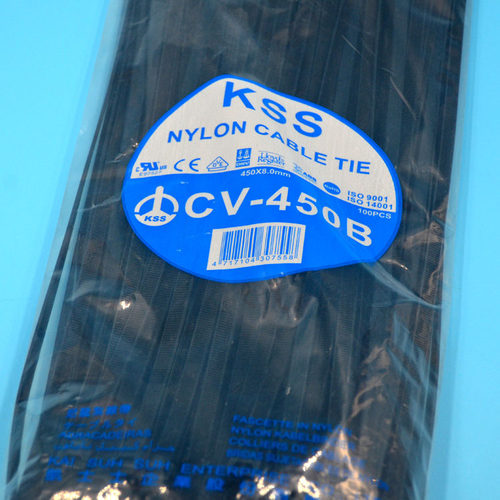 直销台湾kss尼龙扎带CV-450B黑色塑料扎带8x450mm自锁扎带100/包 - 图0