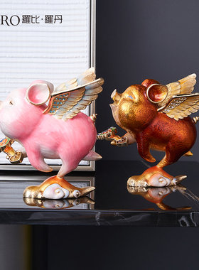 罗比罗丹珐琅彩工艺飞猪摆件