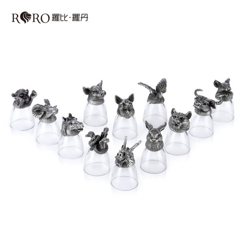 罗比罗丹十二生肖兽首玻璃白酒杯烈酒杯酒具套装创意生日礼品 - 图0