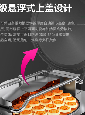乐创商用柜式电饼铛双面加热煎锅
