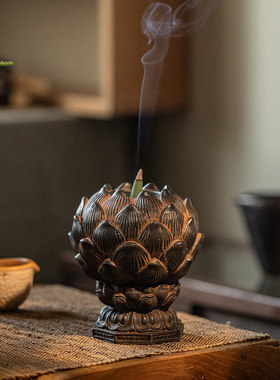 莲花香炉摆件家用桌面香薰炉装饰