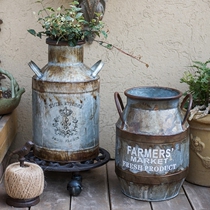 Culvert Rust Color Tin Barrel Florator Flower Barrel Vase Flower Ware Art Grocery Garden ZAAKKA Decorative Pendulum