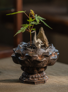 仿古莲花摆件桌面小花盆