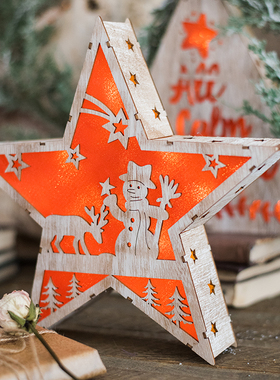 掬涵气氛灯盒圣诞树星星雪人摆件