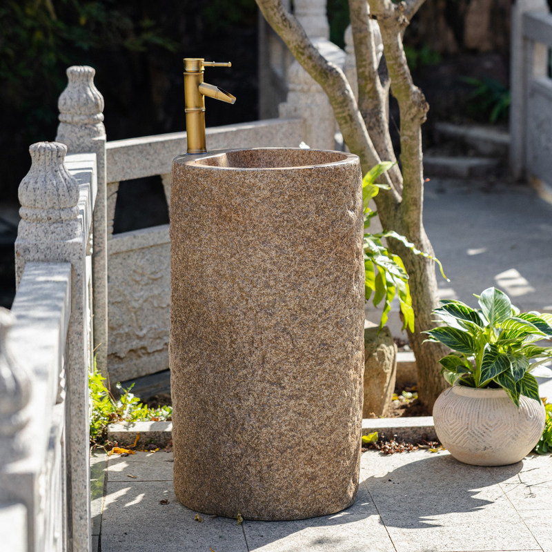 庭院仿石洗手盆一体立柱盆花园石材落地式洗脸盆别墅户外洗手池盆,淘宝优惠券,粉丝福利购,淘宝优惠卷