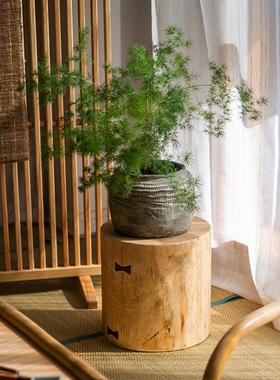 实木圆凳原木茶室坐凳天然木墩子