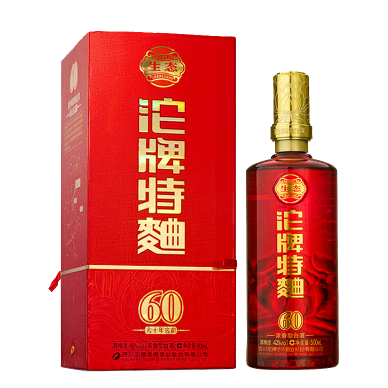 单瓶装浓香型白酒 500ml 度 42 沱牌特曲 60 沱牌酒窖龄 单瓶装浓香型白酒 500ml 度 42 沱牌特曲 60 沱牌酒窖龄