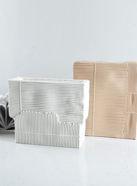 现代简约北欧风家居楞纸花瓶客厅玄关样板房酒店饰品摆件软装饰品