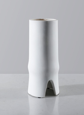 简约现代白色树脂艺术竹节插花花器真花材配草客厅餐桌饰品摆件