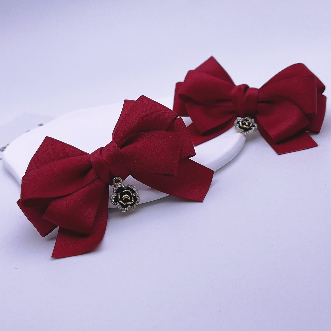 情人节礼物酒红色玫瑰花蝴蝶结鞋夹扣鞋花可拆卸鞋饰品丝带鞋面花,淘宝优惠券,粉丝福利购,淘宝优惠卷