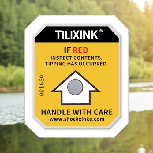 TILTXINKE黄色防震标签进口物流运输监测倾斜防震防撞防冲击标签 - 图1
