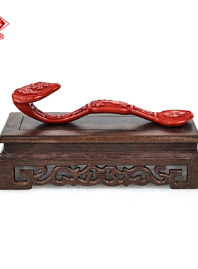 漆花扬州漆器厂雕漆铜胎小如意家居办公摆件送家人长辈朋友