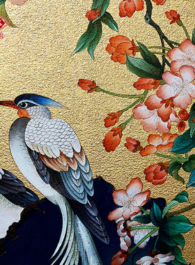 扬州漆器厂金箔手绘花鸟挂屏办公书房茶室多场景商务礼品送亲朋