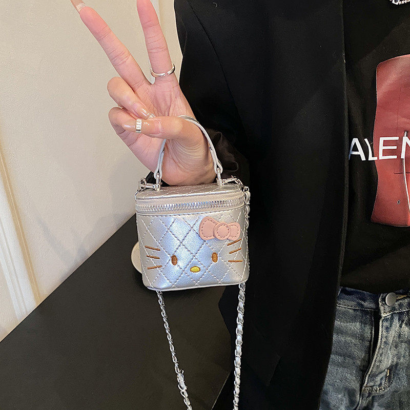 新款洋气少女心凯蒂猫mini包菱格链条斜挎包便携口红收纳盒子小包,淘宝优惠券,粉丝福利购,淘宝优惠卷