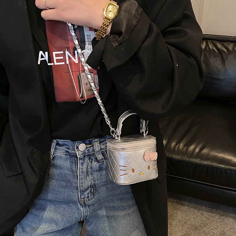 新款洋气少女心凯蒂猫mini包菱格链条斜挎包便携口红收纳盒子小包,淘宝优惠券,粉丝福利购,淘宝优惠卷