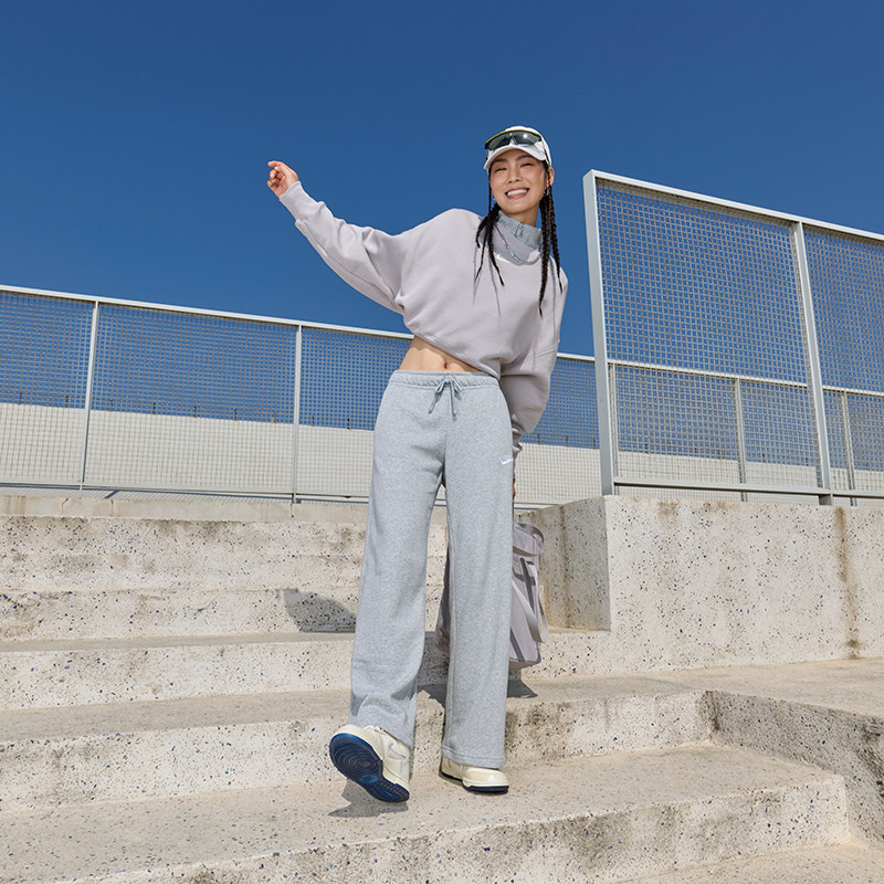 Nike耐克秋冬新款女百搭直筒裤长裤秋加绒阔腿裤束脚裤FB2728-010,淘宝优惠券,粉丝福利购,淘宝优惠卷