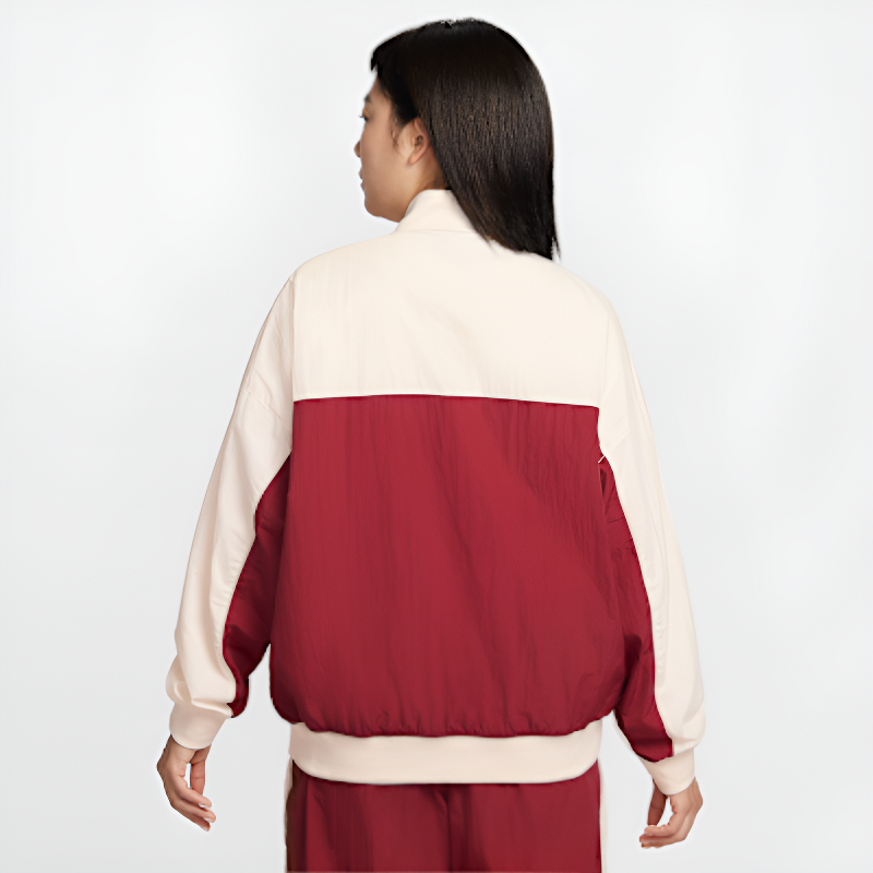 耐克女子夹克Oversize风新年款红色拼接撞色棒球领外套IF0333-613,淘宝优惠券,粉丝福利购,淘宝优惠卷