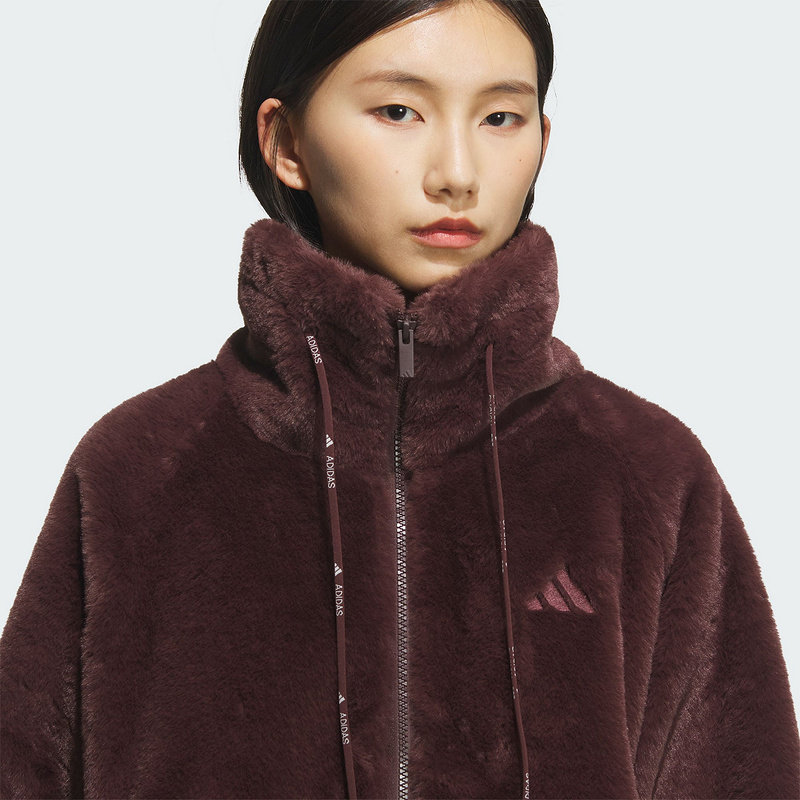 adidas阿迪达斯新款人造毛皮保暖女运动休闲宽松夹克外套 KC0078,淘宝优惠券,粉丝福利购,淘宝优惠卷