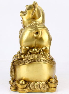 铜元宝猪装饰摆件家居储蓄罐猪铜钱聚宝盆摆设客厅办公室工艺礼品