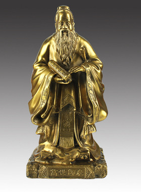 黄铜孔子摆件孔子像雕像精致工艺品装饰送礼摆件中式客厅摆放