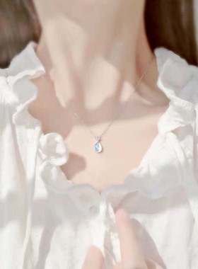 原创设计女925纯银百搭镶钻项链