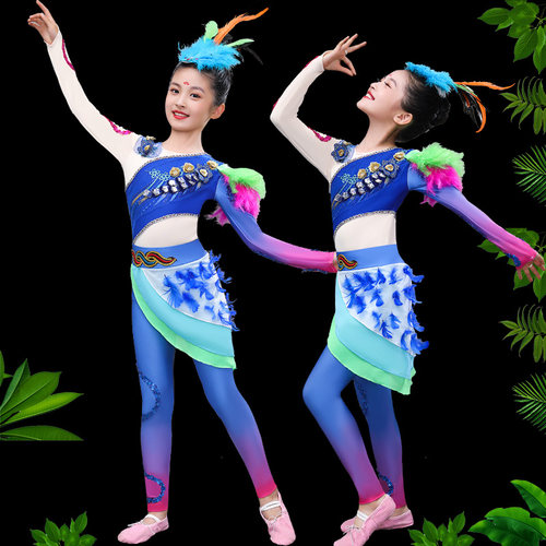 桃李杯少儿群舞温州幼儿师范学校同款荫中鸟语儿童舞蹈动物演出服 - 图0