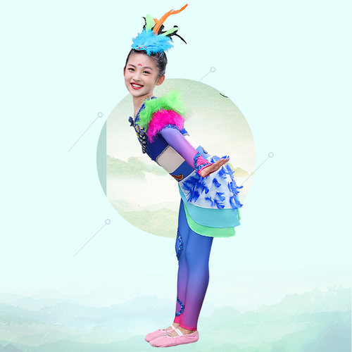 桃李杯少儿群舞温州幼儿师范学校同款荫中鸟语儿童舞蹈动物演出服 - 图2