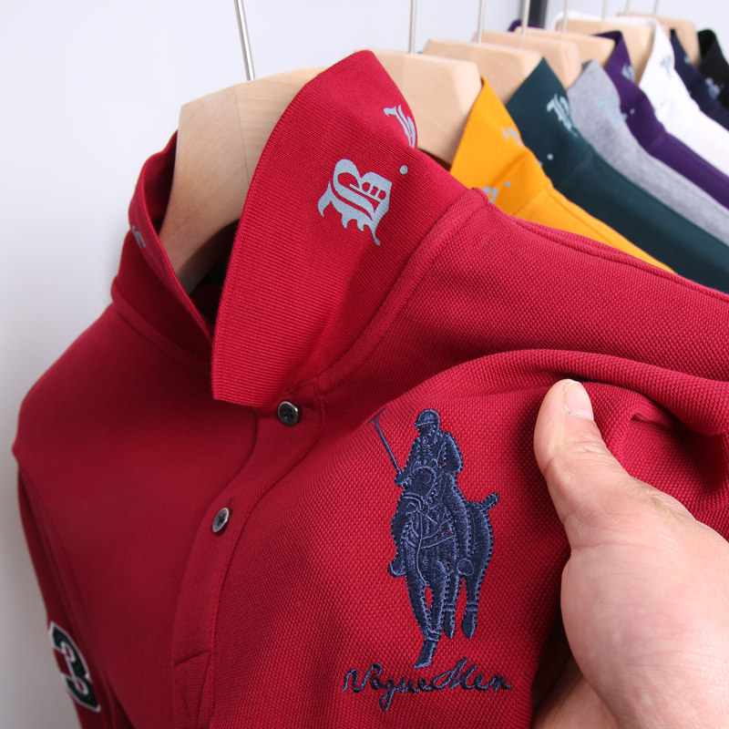 男长袖纯棉春秋季带领体恤polo衫 紫忆莲娜T恤