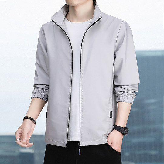 Stand-collar short spring and autumn windbreaker jacket men's jacket