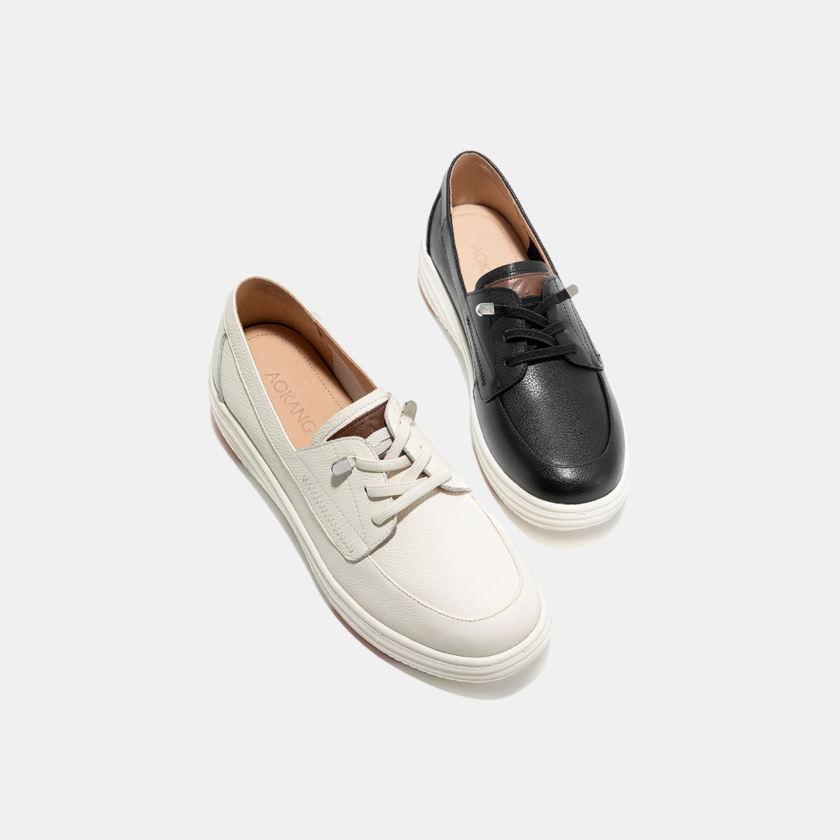 奥康 女鞋2025春季休闲鞋真皮一脚蹬懒人鞋套脚舒适平底鞋,淘宝优惠券,粉丝福利购,淘宝优惠卷