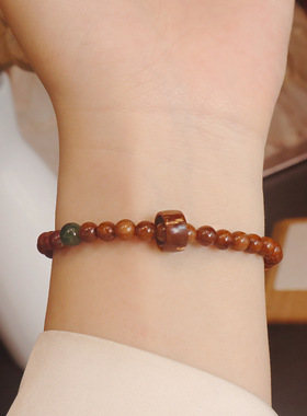 天然库克菩提气质手串和田玉跑环双圈财神扎基拉姆国风情侣手链