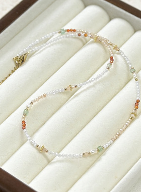 轻奢极珍珠项链锆石小众级细