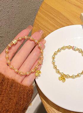 蓝白色景泰蓝锦鲤镂空球前程手链