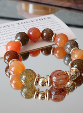 12MM大珠天然水晶手链原创黑晶超盐源玛瑙显白手串轻奢高级感饰品