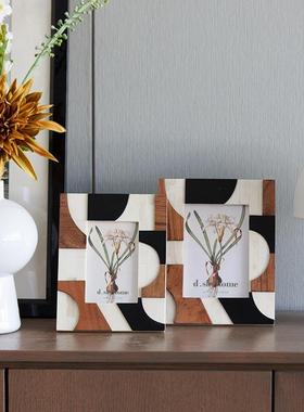 简约大气进口牛骨相框装饰组合摆台客厅卧室样板间居家装饰品摆件