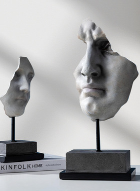 树脂北欧玄关人物半身像马头雕塑