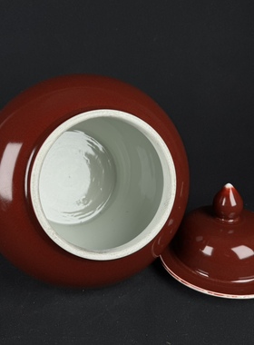 景德镇祭红釉中式喜庆将军罐