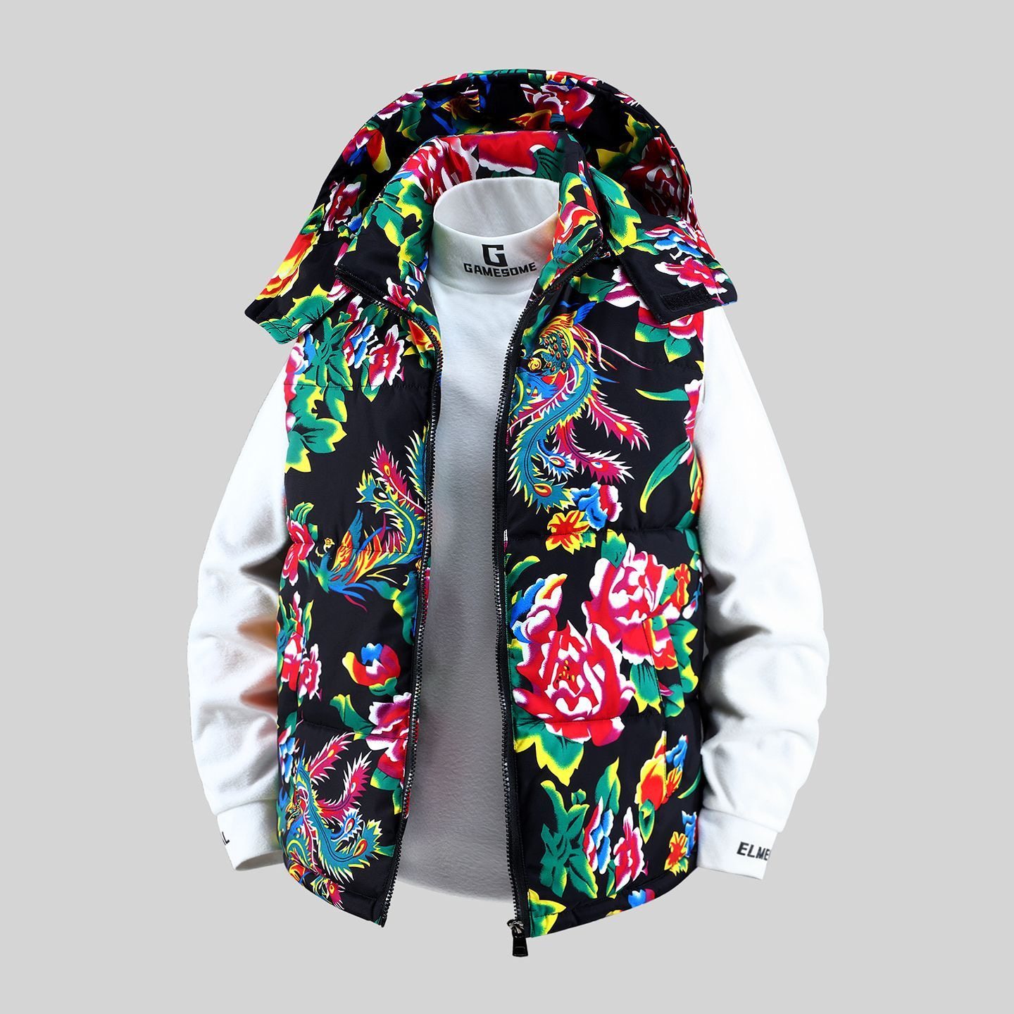 东北花布马甲大花冬季加厚保暖棉衣大码外套潮流宽松网红坎肩背心,淘宝优惠券,粉丝福利购,淘宝优惠卷