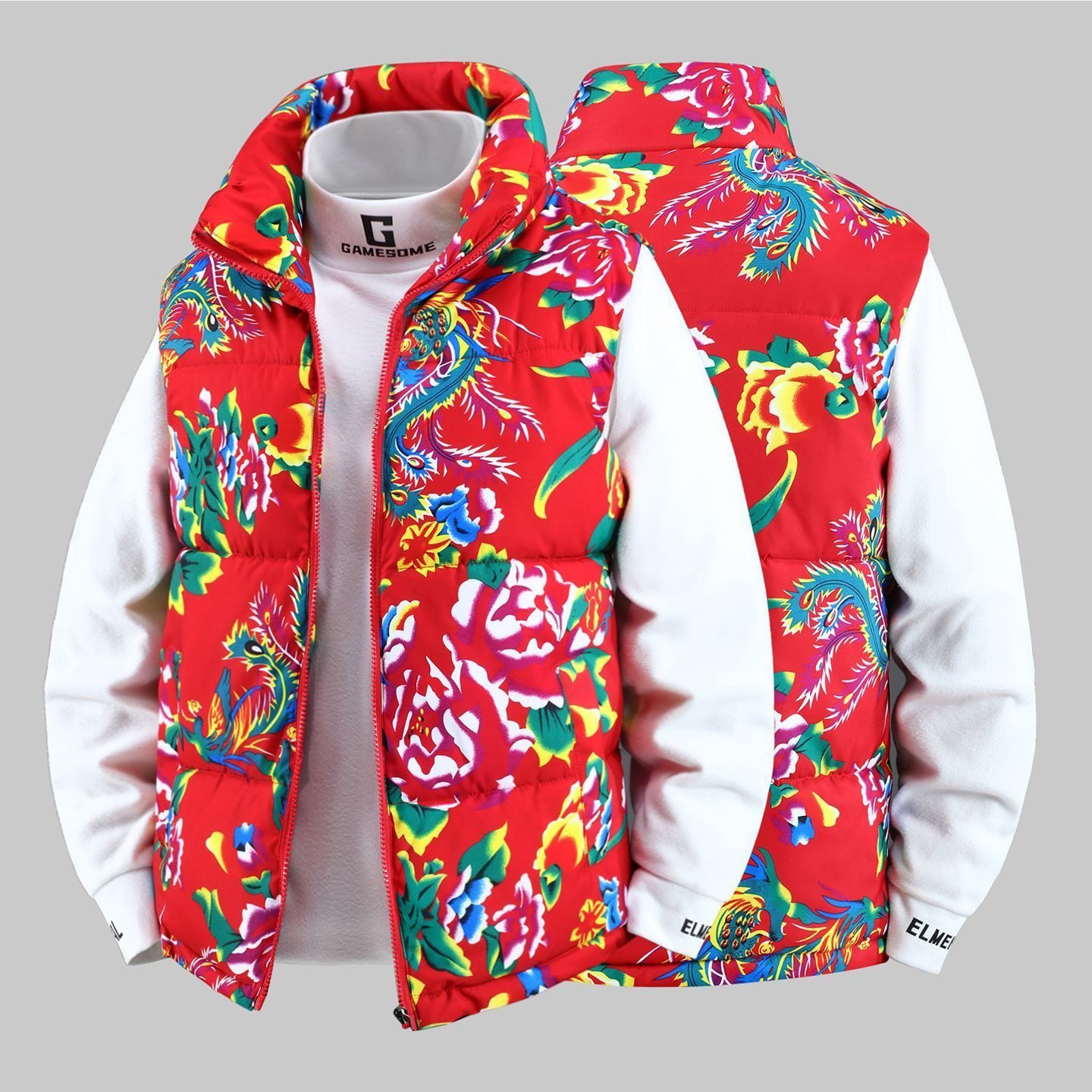 东北花布马甲大花冬季加厚保暖棉衣大码外套潮流宽松网红坎肩背心,淘宝优惠券,粉丝福利购,淘宝优惠卷