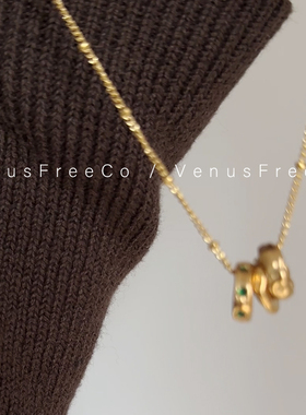 18k镀金转运珠绿宝石锁骨链项链