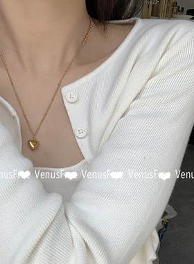 韩国博主款18k金色爱心项链