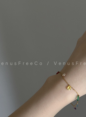 18k镀金彩色钻宝石手链