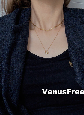 2选不掉色低敏法式超亮锁骨链
