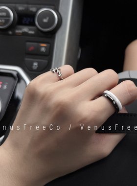 日常超好搭黑白2色选高光泽感陶瓷质感戒指单戴叠戴小众简约中性