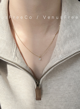 18k镀金小钻金豆豆锁骨链项链